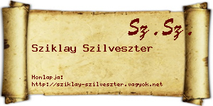 Sziklay Szilveszter névjegykártya